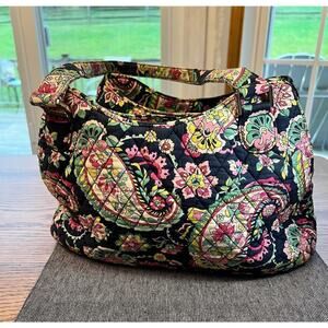 Vera Bradley, navy blue pink, green paisley floral print handbag